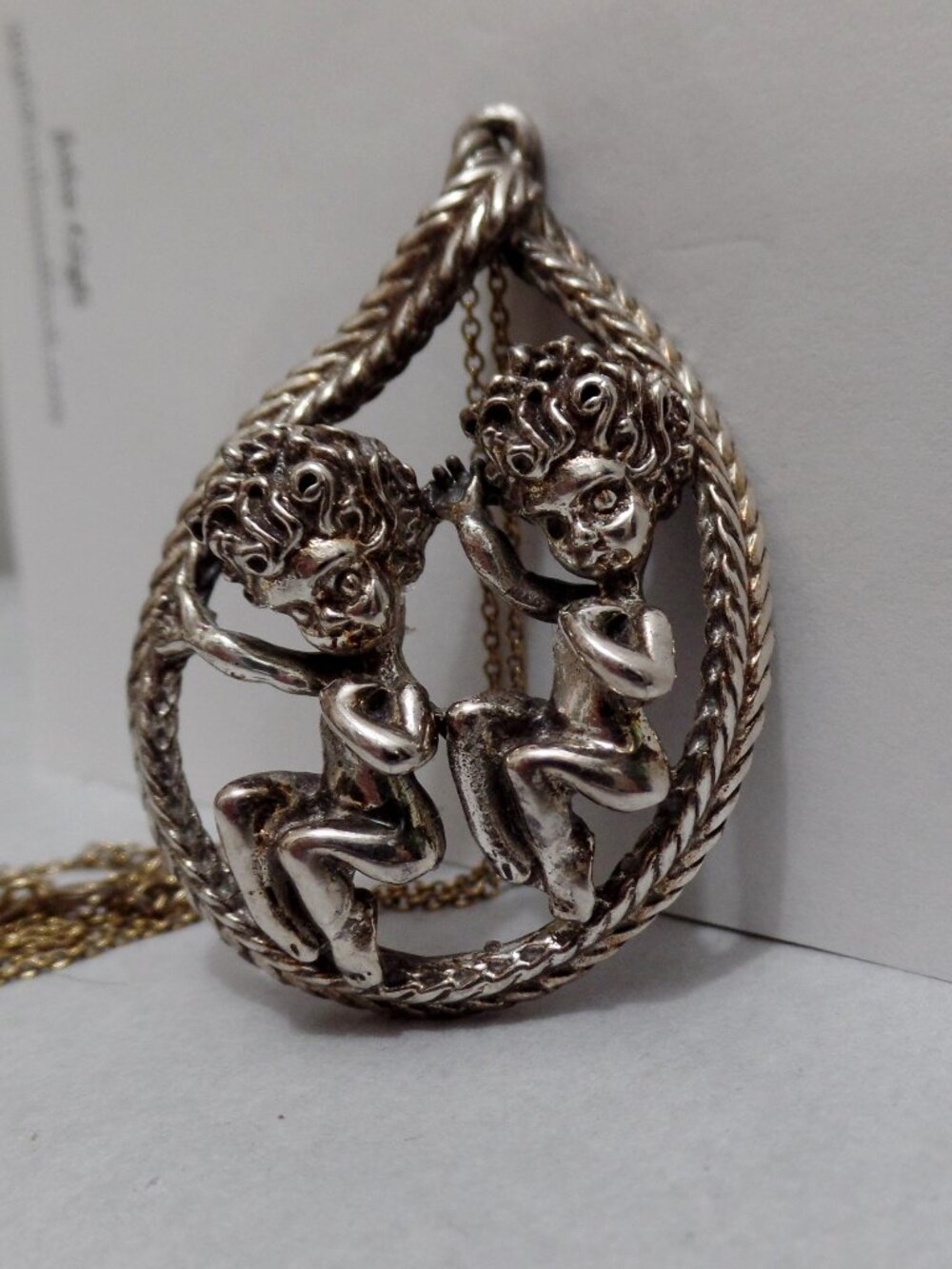 Vtg TORTOLANI Zodiac Horoscope GEMINI PENDANT